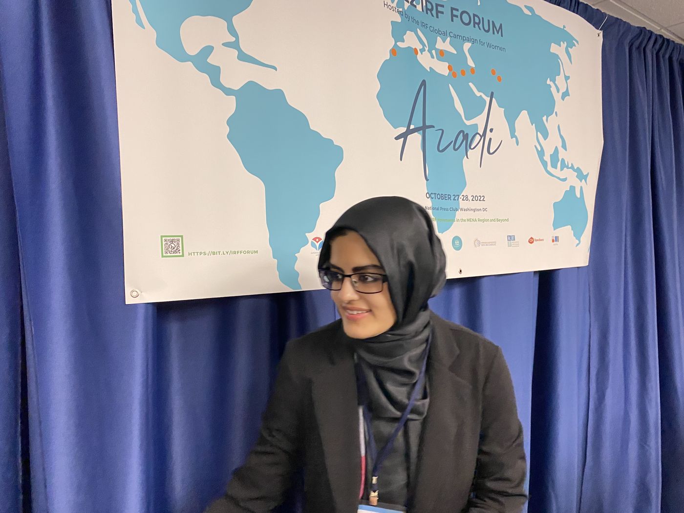 Maryam at an international religious-freedom forum